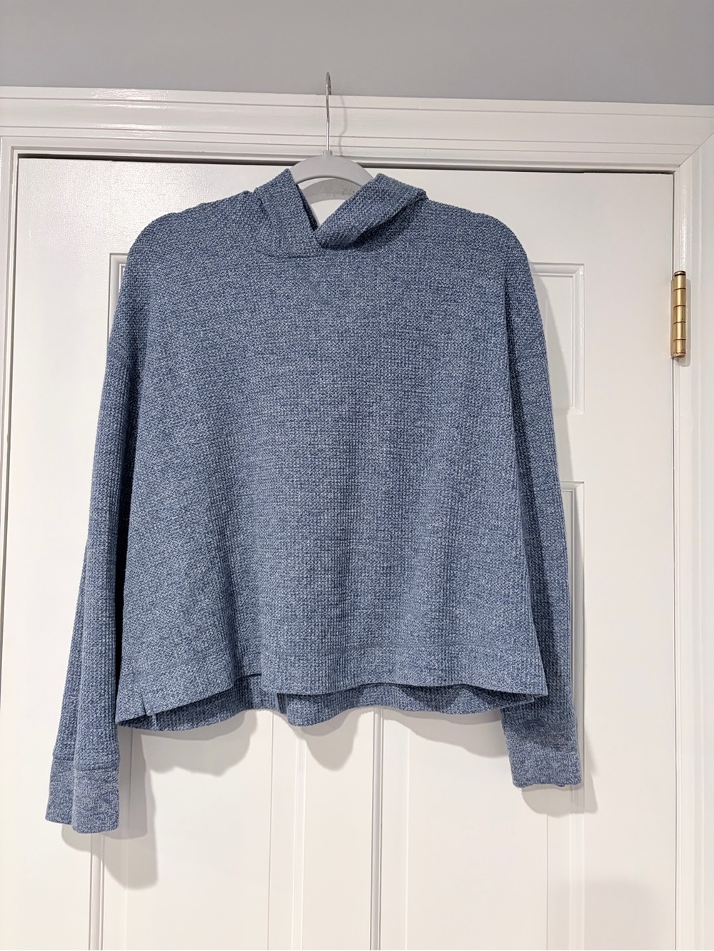 GapBody Blue Waffle Knit Hooded Pullover Sweater XL